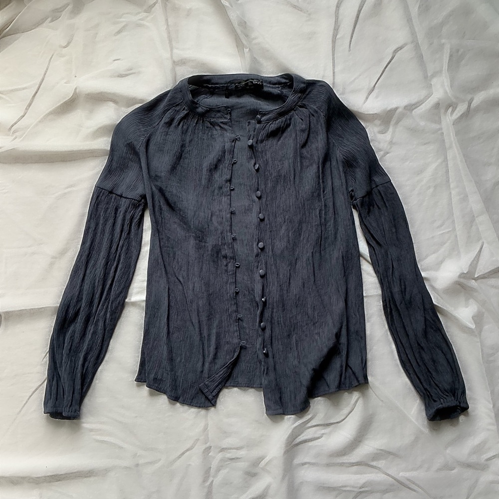 Elegant Dusty Dark Blue Button-Up Women's Top
